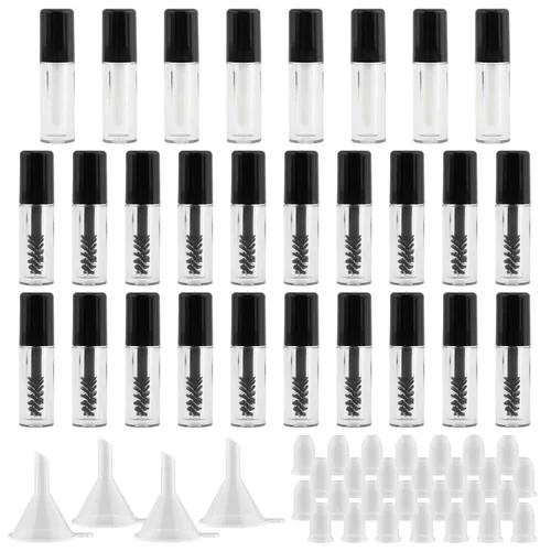 Miniatura 8 de 28 tubos de rímel vacíos con varita para pestañas, insertos de goma y embudos, contenedor vacío de rímel de tamaño pequeño para aceite de ricino