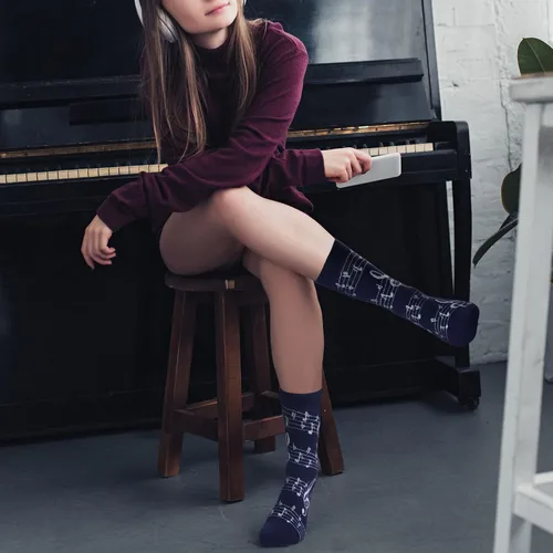 Miniatura 7 de 4 pares de calcetines de vestir musicales para hombre, calcetines de guitarra, calcetines novedosos, para amantes de la música, regalos