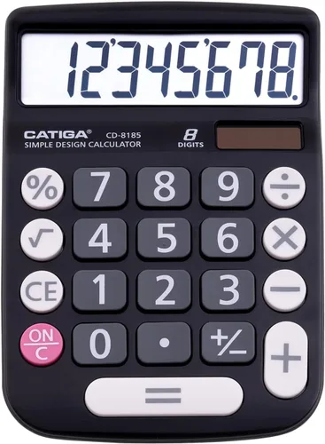 Calculadora básica: Catiga - Calculadora de oficina y estilo doméstico, educativa, adecuada para la escuela, la empresa y uso personal, Negro