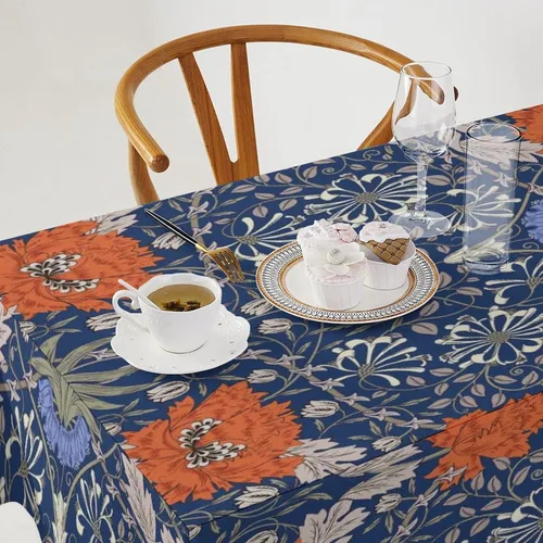 Miniatura 22 de Mantel Floral Retro de Pájaros, Diseño Original Bohemio William Morris Estampado Cubierta de Mesa para Hogar Picnic Fiesta Comedor Cocina William