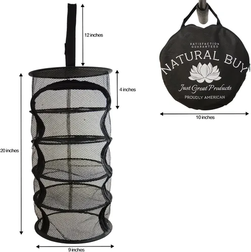 Miniatura 5 de Rejilla de secado micro colgante de 9 pulgadas y 5 niveles para interior/armario, para hierbas, plantas, organizador, ambientador, pantalla negra