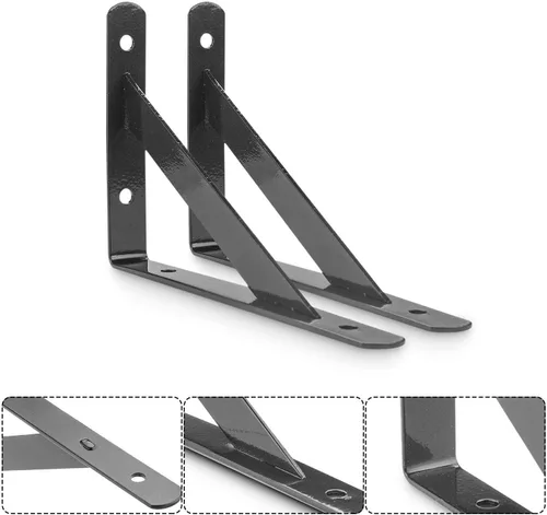 Miniatura 3 de Eau L - Soportes de estante resistentes, 6 unidades, soporte de esquina negro de 4 x 6 pulgadas, estantes flotantes de 90 grados, soportes