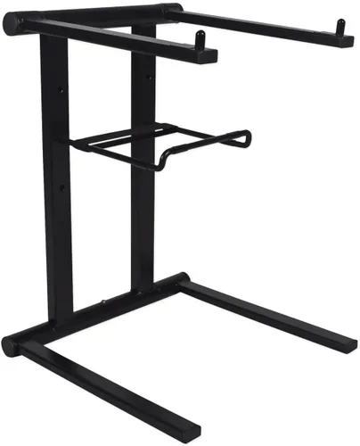 Rockville RLS2400 - Soporte plegable ligero para portátil DJ con estante adicional y bolsa de viaje, construcción de acero, portátil para DJs y