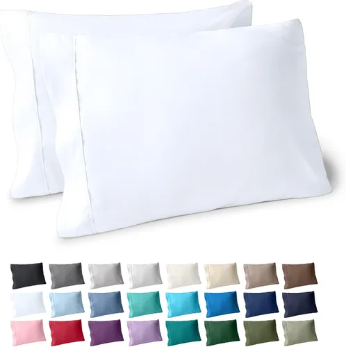 Miniatura 32 de Bare Home Juego de 2 fundas de almohada de microfibra de tamaño estándar, fundas de almohada refrescantes, doble cepillado, fácil cuidado, cierre