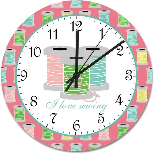 Miniatura 15 de Reloj de pared para tejer uno a la vez, divertido reloj de madera moderno 10 silencioso, sin tictac, de cuarzo, funciona con pilas, para sala