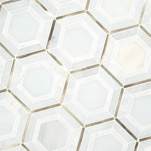 Miniatura 2 de MSI Medici Patrón de Mármol de Malla Montada en Mosaico para Pared de Baño, Piso, Salpicadura de Cocina y Azulejo de Encimera Medici Blanco