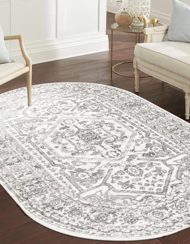 Miniatura 21 de Unique Loom Boston Collection - Alfombra de área con medallón (3 pies 3 pulgadas, redonda, blanco/gris)