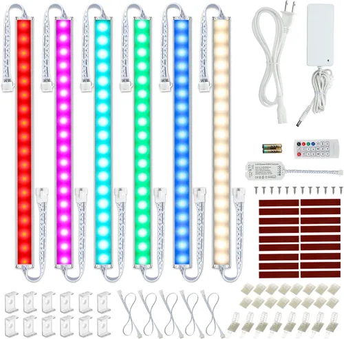 Miniatura 3 de Luz LED para debajo del gabinete de cocina. RGBW. Cambio de color y luz blanca fría superbrillante. Control remoto con atenuación. 6 barras de luz