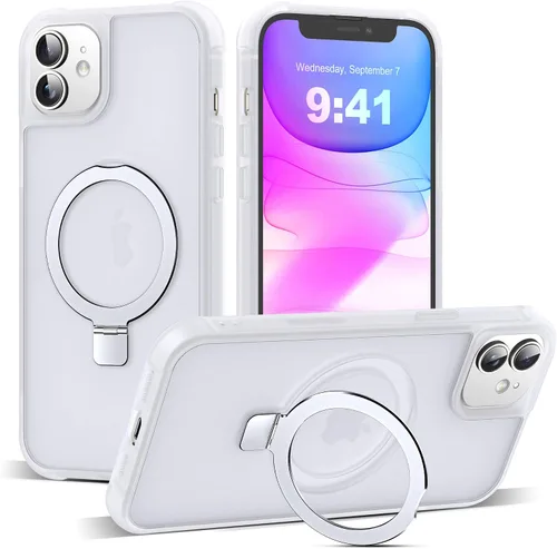 Miniatura 177 de SKYLMW – Funda compatible con iPhone 12 Pro Max y iPhone 13 Pro Max con soporte magnético invisible tipo anillo, fundas translúcidas para teléfonos