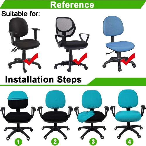 Miniatura 6 de Smiry Fundas elásticas de jacquard para silla de oficina de computadora, extraíbles y lavables, fundas universales para silla giratoria de Negro