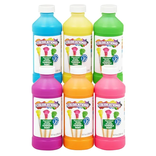 Miniatura 7 de Colorations Pintura de témpera lavable sin parabenos para niños, botellas de 8 onzas, juego de 6 colores primarios, no tóxica y fabricada