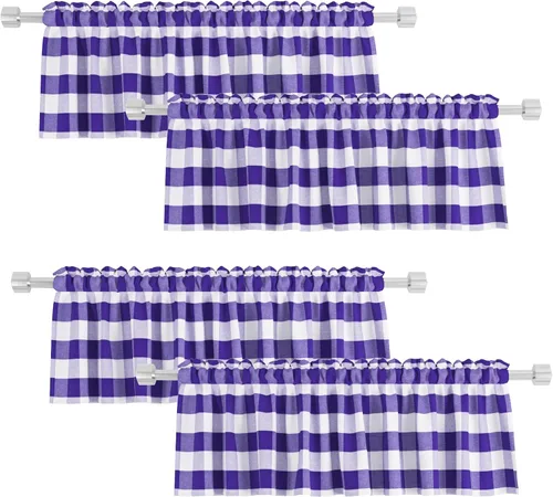 Miniatura 18 de 4 cenefas de cuadros de búfalo para ventanas de sala de estar, 16 pulgadas de largo, diseño clásico a cuadros a cuadros para dormitorio, baño