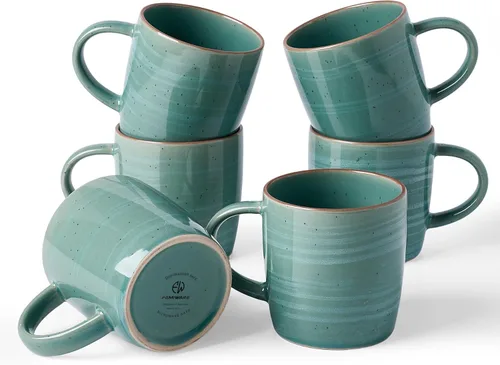 Miniatura 44 de famiware Mercury - Tazas de café de 13 onzas, juego de 4 tazas de café con asa, tazas para café con leche, té caliente, capuchino, moca, cacao, negro