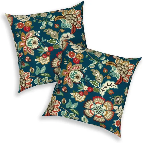 Miniatura 242 de Juego de 2 almohadas para exteriores de 16 x 16 pulgadas, repelentes al agua con interiores, para muebles de patio, hogar, jardín, geometría bohemia