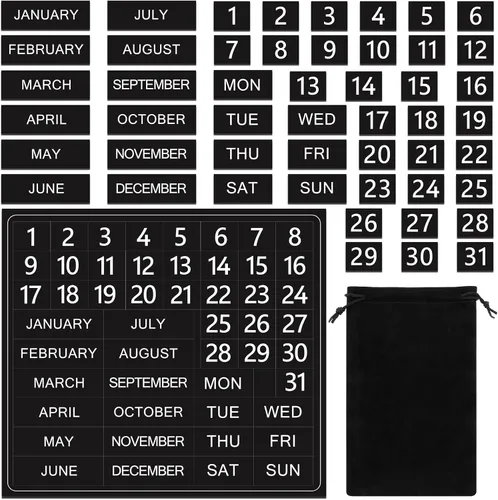 50 números magnéticos de calendario para pizarra blanca y refrigerador, días de la semana y meses, indicadores magnéticos de fechas del calendario