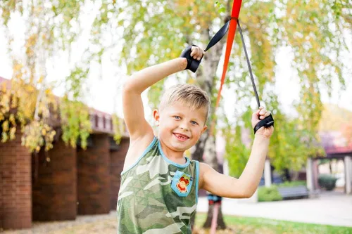 Miniatura 3 de Kit de Slackline ZenMonkey con línea de entrenamiento superior, entrenador de brazo, protectores de árbol, bolsa de transporte de tela