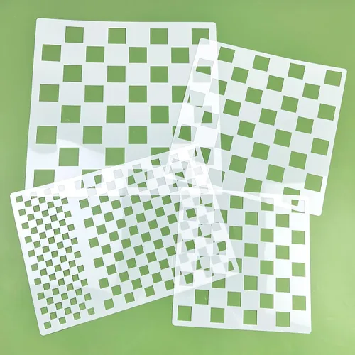 Miniatura 3 de Plantillas de tablero de ajedrez – 4 plantillas de plástico Mylar reutilizables de varios tamaños para pintar sobre madera, almohadas, pared