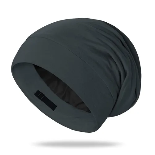 Miniatura 22 de OLESILK Gorro de seda para cabello rizado, gorro de seda para dormir, unisex, mediano, negro