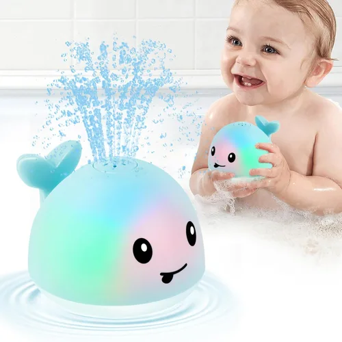 Gigilli Juguete de baño de ballena, juguetes de baño para bebés de 6 a 12 a 18 meses, juguete de agua para piscina, juguetes de baño iluminados para