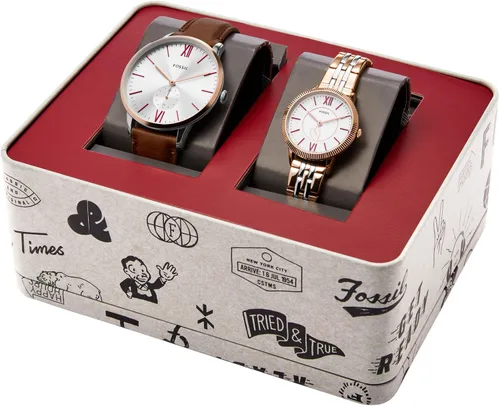 Miniatura 6 de Fossil Juego de regalo de reloj de acero inoxidable para él y ella