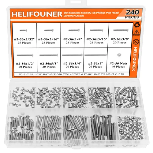 Miniatura 29 de HELIFOUNER 65 piezas de 5 tamaños de acero inoxidable 304 1/4-20 x 3/8 pulgadas 1/2 pulgadas 5/8 pulgadas 3/4 pulgadas 1 pulgada UNC cabeza de botón