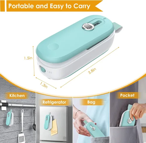 Miniatura 3 de FEPPO Mini sellador de bolsas, sellador térmico 2 en 1 con cortador y cordón, mini máquina reselladora de bolsas para bolsas de plástico, bolsas