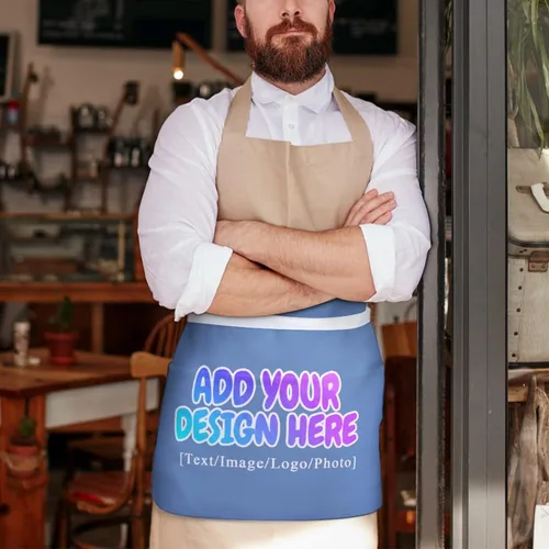 Miniatura 191 de AXKEUDO Delantal personalizado con bolsillos, delantales de cintura para camarera para cocinar en casa, restaurante, servir trabajo