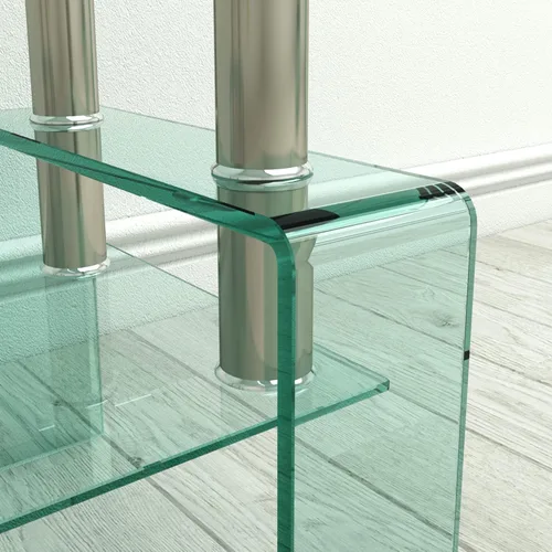 Miniatura 5 de ODUSE-DAILY Mesa de centro de cristal transparente para sala de estar, bien combinada con mesa auxiliar o mesa auxiliar de vidrio transparente