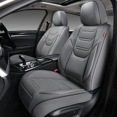 Miniatura 14 de TIEHESYT Fundas de asiento delantero de automóvil color rosa, par de fundas de cuero transpirable para asientos delanteros y reposacabezas, funda