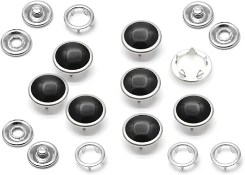 Miniatura 11 de CRAFTMEMORE 20 juegos de botones de perlas negras de 0.25 pulgadas (0.413 in) para camisa occidental (negro)