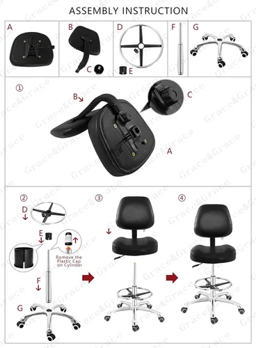 Miniatura 6 de Grace&Grace Silla de dibujo, taburete alto de oficina con ruedas, taburete de tienda resistente para estudio, taller, oficina, oficina en casa