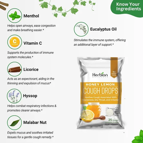 Miniatura 3 de Herbion Naturals Gotas para la tos con sabor natural a miel y limón, suplemento dietético, para adultos y niños mayores de 6 años, 25 gotas