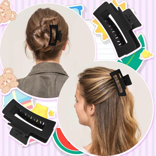 Miniatura 2 de WLLHYF Pinzas cuadradas de 3.5 pulgadas para el cabello, pasadores mate antideslizantes, horquillas de sujeción fuerte, pinzas de plátano medianas