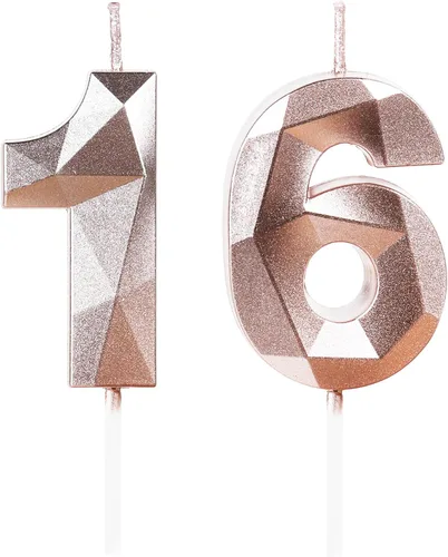 Miniatura 256 de Velas de cumpleaños número 15, velas número 15, velas de feliz cumpleaños de oro rosa para pastel, decoraciones de cobertura de pastel de diseño 3D