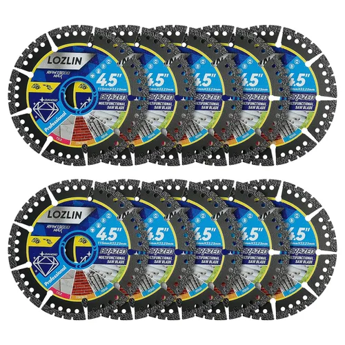 Miniatura 11 de LOZLIN Paquete de 3 Hojas de Sierra Multiusos de Diamante de 4.5" - Discos de Amoladora Angular de Servicio Pesado para Cortar
