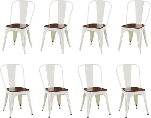Miniatura 25 de Juego de 8 sillas de comedor de metal, sillas apilables estilo tolix con respaldo, diseñadas para el comedor diario, en interiores, cocina y comedor
