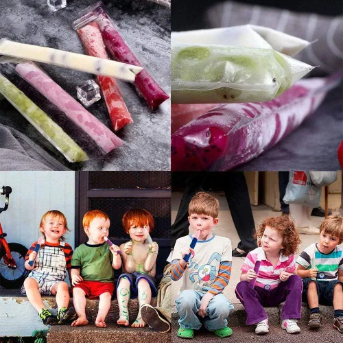 Miniatura 4 de FEBSNOW 200 piezas de bolsas para paletas - Bolsas para moldes de paletas con embudo para yogur, caramelo helado, hielo y favores de fiesta (11"x2")