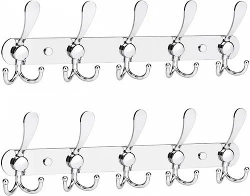 Miniatura 23 de YUNISS Perchero montado en la pared, 3 ganchos triangulares de acero inoxidable para abrigos, sombreros, batas, toallas en recibidor y entrada Negro