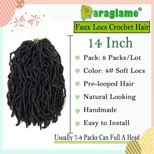 Miniatura 4 de Rastas cortas de ganchillo de pelo sintético de 14 pulgadas, 8 paquetes, nuevas rastas onduladas de ganchillo, trenzas de diosa suaves de ganchillo