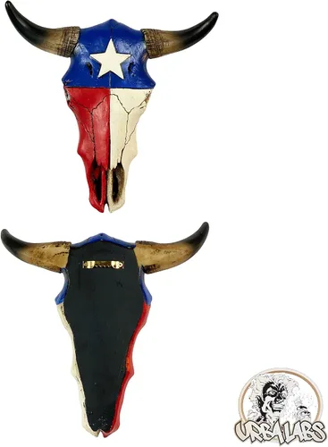 Miniatura 3 de Urbalabs - Escultura de pared de cuernos de calavera de cuerno largo de Texas, animales de taxidermia sintética, decoración de pared occidental