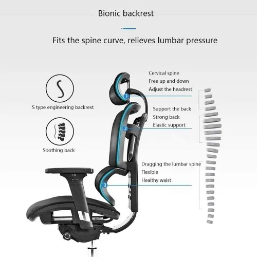 Miniatura 3 de Commercial Ergonomic High Back Executive Mesh Chair, with Adjustable Lumbar Support, Headrest and 3D Armrests Configure Chassis Functions(A)