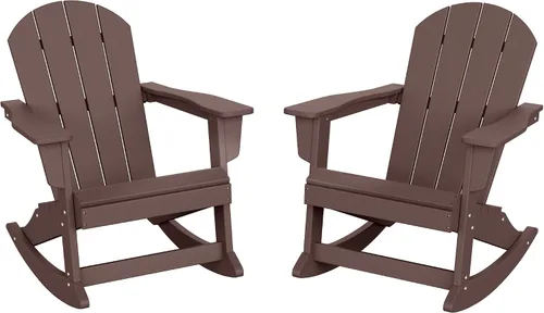 Miniatura 20 de HDPE Laguna Silla mecedora Adirondack de polietileno para exteriores (juego de 2), color negro