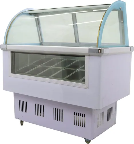 INTSUPERMAI Vitrina de exhibición de helado duro comercial 12 Pan Helado Refrigerador Gelato Inmersión Gabinete Congelador Vitrina 220V
