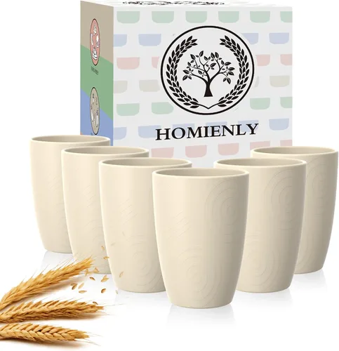 Miniatura 11 de Homienly Juego de vasos apilables con popote de trigo inastillable, vasos de cocina irrompibles para niños y adultos, reutilizables, aptos para 8