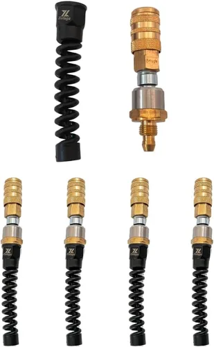 Zeluga 22-253-5PK Acoplador giratorio de latón para manguera de aire de enchufe de seguridad industrial de 1/4 pulgadas, paquete de 5