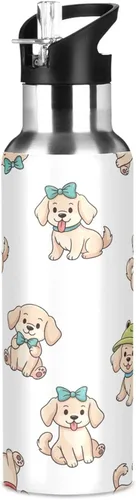 Miniatura 8 de Cute Cartoon Dogs White Insulated Stainless Steel Water Bottle with Straw 20 Oz Leakproof Water Bottles, BPA-Free Sports Water Bottle with Straw