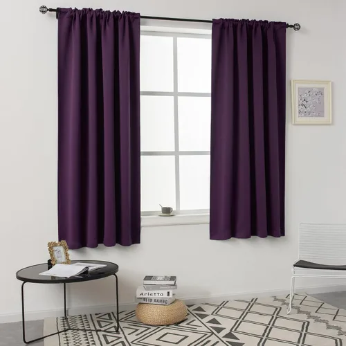 Miniatura 78 de DUALIFE Cortinas opacas de 45 pulgadas de largo, 2 paneles para ventanas pequeñas de dormitorio, aislamiento térmico, bolsillo para barra, cortinas