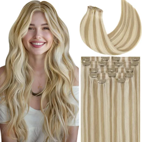 Miniatura 13 de Loxxy Extensiones de cabello humano con clip, sin costuras, 22 pulgadas, color marrón oscuro a castaño oscuro y marrón oscuro, 7 piezas