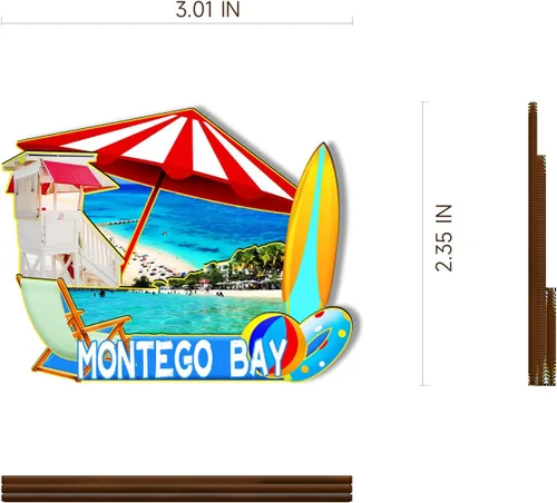 Miniatura 3 de Montego Bay Jamaica - Imán de madera 3D para nevera, recuerdos coleccionables, decoración hecha a mano, artesanías 2
