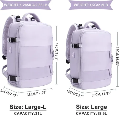 Miniatura 3 de coowoz Mochila de viaje grande para mujeres y hombres,Mochila de transporte,Mochila de senderismo impermeable para deportes al aire libre, Púrpura